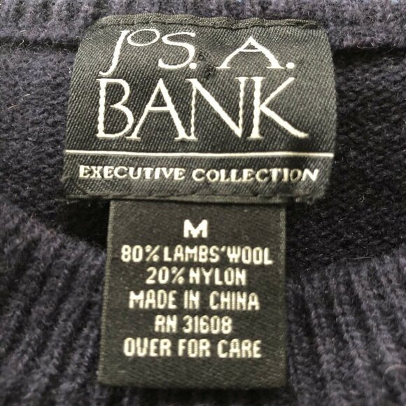 Jos A Bank Executive Collection Sweater Lambswool lambs wool‎ Blend Blue medium - Picture 5 of 5